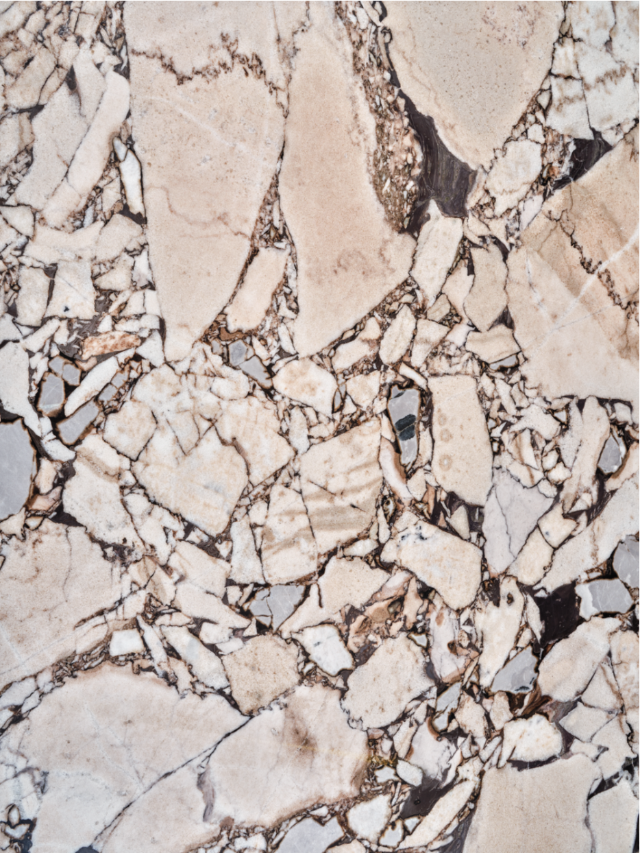 Beauty Grey vinyl backdrop. Vinyl image is of warm brown, blacks, and cream fragmented marble perfect for food, drink, and product photography.