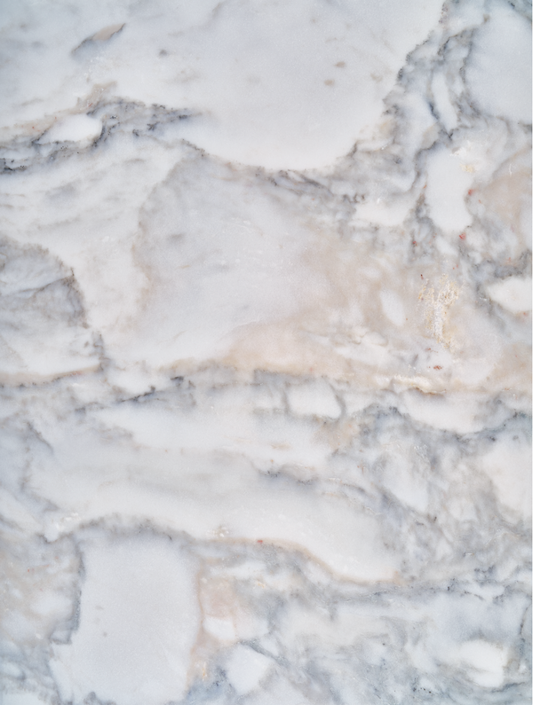 Calacatta Cremo vinyl photography backdrop. Cool toned white stone vinyl backdrop, perfect for food, drink, and vinyl photography.