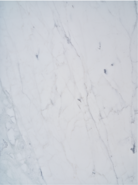 Caldia vinyl backdrop. Vinyl image is of white stone with marbled gray streaks.