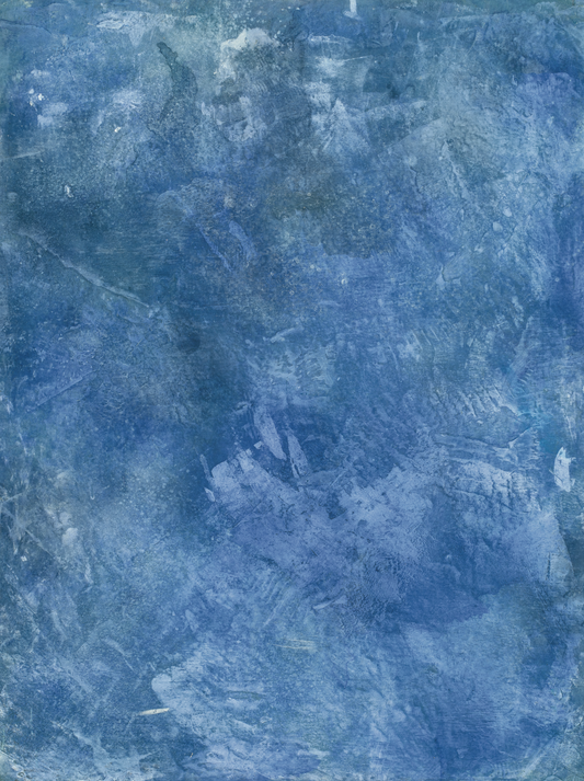 Cornflower vinyl backdrop. Vinyl image is of a painted deep blue and light blue plastered textured surface with light streaks of cool toned white