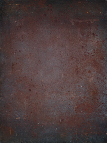 Coroded vinyl background. Vinyl image is of a steel gray and charcoal backdrop with splatters of rusty red