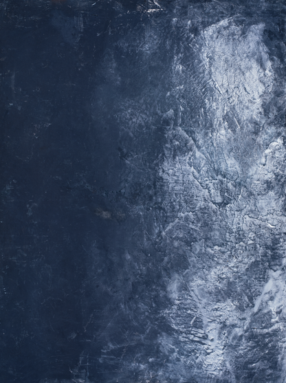 Dark and Stormy vinyl backdrop. Vinyl image is of a deep blue textured plaster surface with strokes of steel gray and a cool toned white