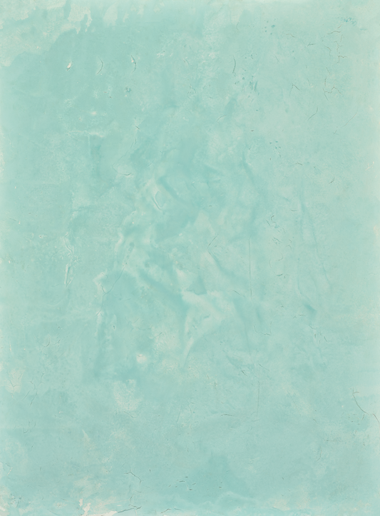 Floating vinyl backdrop. Vinyl image is of a minty blue and cream colored textured plaster surface
