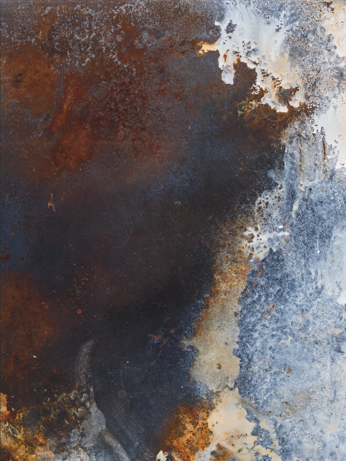 Vinyl backdrop of textured rusted patina white orange and steel surface perfect for food, drink, and product photography.