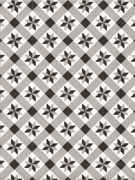 Vinyl backdrop of black and white and grey tile